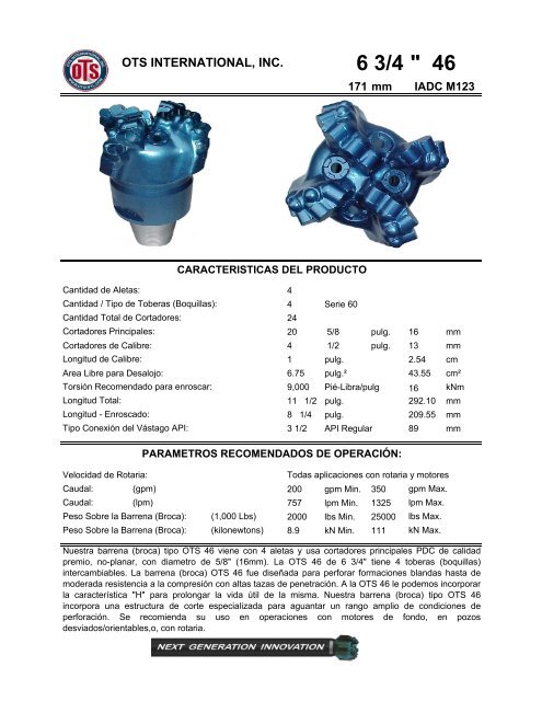 Catalogo de barrenas OTS-IPS