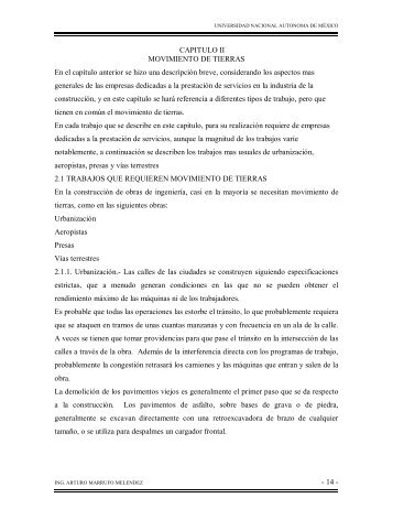 14 - CAPITULO II MOVIMIENTO DE TIERRAS En el capítulo ... - UNAM