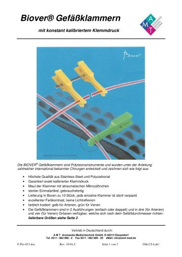 Biover® Gefäßklammern - AMT Medizintechnik Düsseldorf