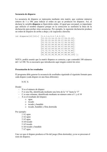 Programación I Práctica parcial: el juego de los barquitos ... - DTIC