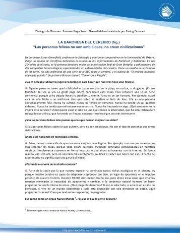LA BARONESA DEL CEREBRO (frg.) “Las personas felices no son ...