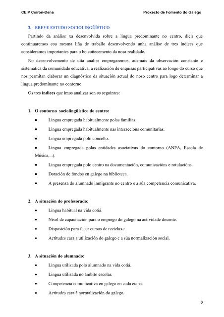 Plan para o uso e fomento da lingua galega.