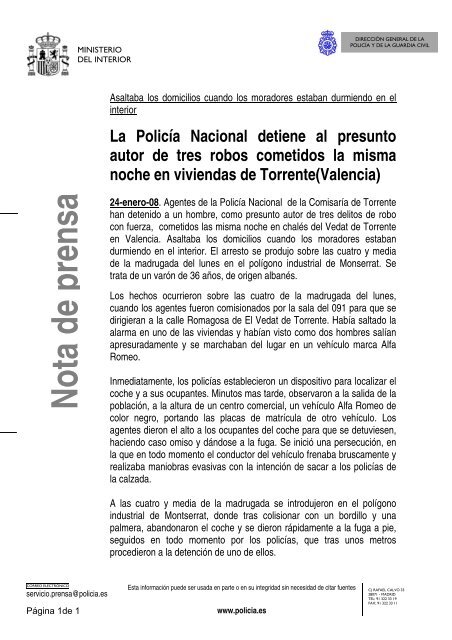 pdfNota de prensa - Ministerio del Interior