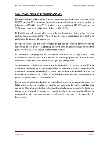 16.0 CONCLUSIONES Y RECOMENDACIONES - UNAM