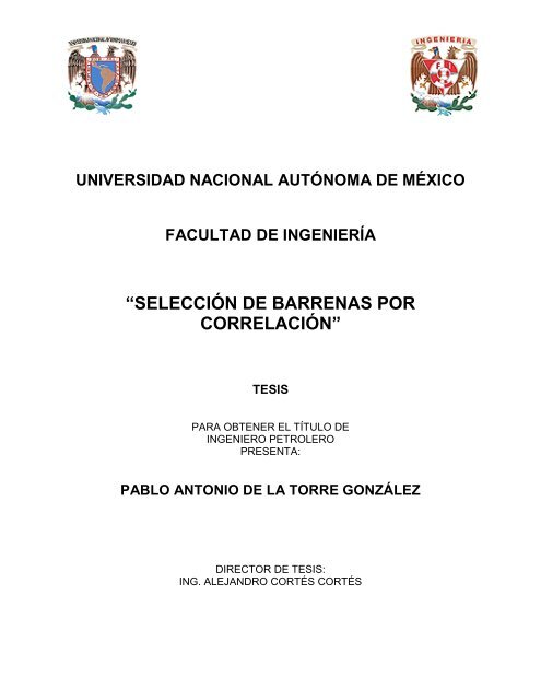 “SELECCIÓN DE BARRENAS POR CORRELACIÓN” - UNAM