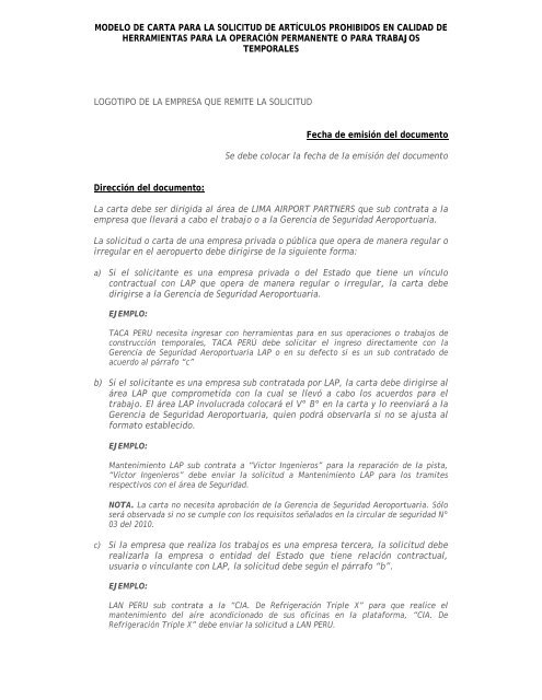 Ejemplo Carta De Gerencia - Modelo de Informe