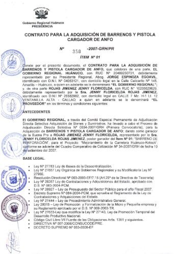 contrato para la adquisición de barrenos y pistola cargador de anfo