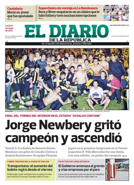 Jorge Newbery gritó campeón y ascendió - El Diario de la República