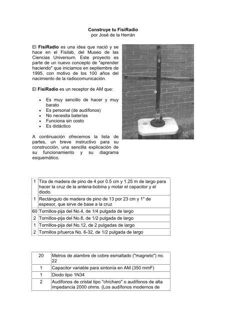 Construye tu FisiRadio por José de la Herrán El FisiRadio es ... - inicio