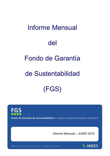 Julio 2010. Informe Mensual (datos a junio 2010) - FGS