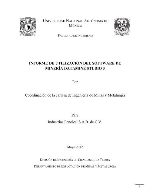 Informe De Utilizacion Del Software De Mineria Datamine Studio 3