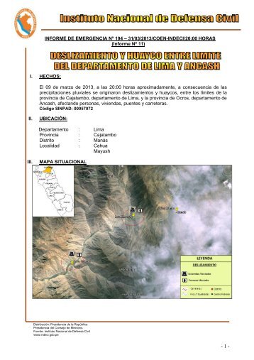 informe de emergencia n° 12- 290103 / coen-sinadeci - Indeci