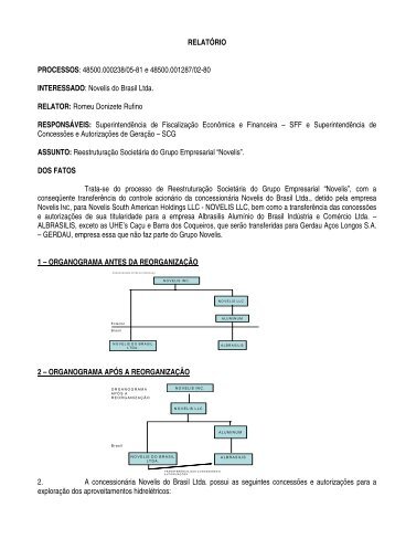 RELATÓRIO PROCESSOS: 48500.000238/05-81 e ... - Aneel