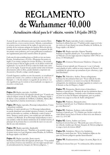 REGLAMENTO de Warhammer 40,000 - Games Workshop