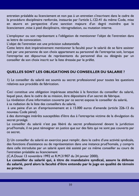 memento du conseiller du salarie