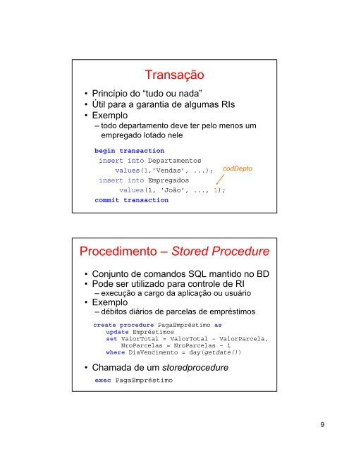 Restrições de Integridade Integridade Semântica - DIMAp