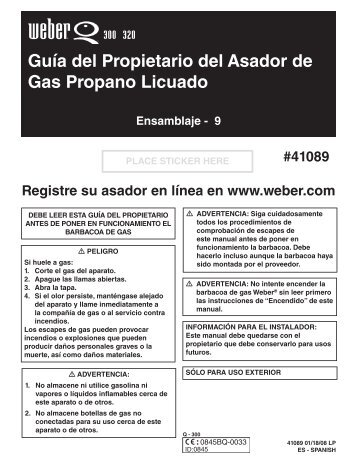 Guía del Propietario del Asador de Gas Propano Licuado - Weber