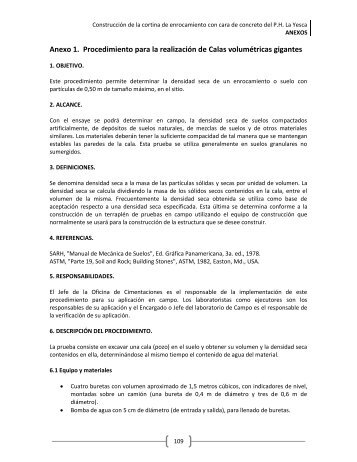 Anexo 1. Procedimiento para la realización de Calas ... - UNAM