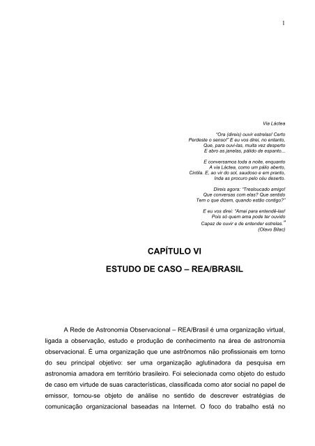 CAPÍTULO VI ESTUDO DE CASO – REA/BRASIL