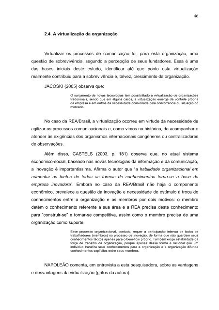 CAPÍTULO VI ESTUDO DE CASO – REA/BRASIL
