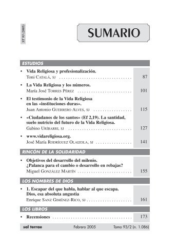 El testimonio de la Vida Religiosa en las - Editorial Sal Terrae