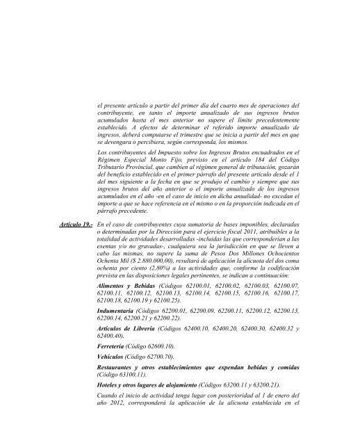 Ley Impositiva 2012 - Gobierno de la Provincia de Córdoba