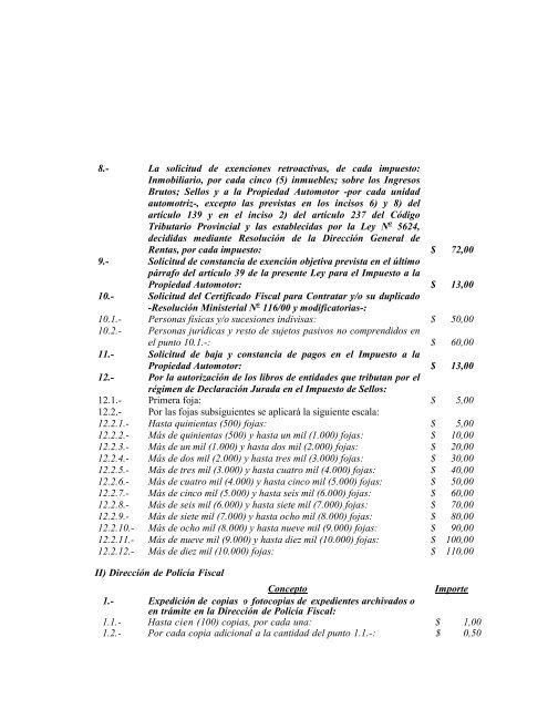 Ley Impositiva 2012 - Gobierno de la Provincia de Córdoba