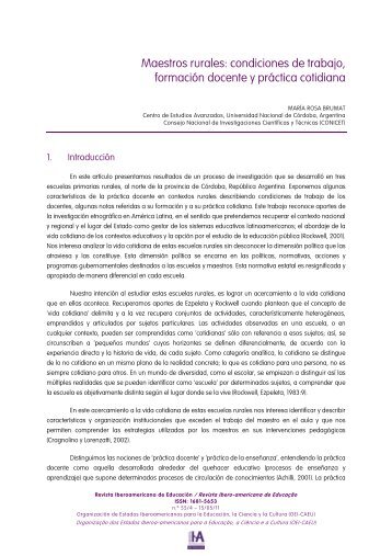 Maestros rurales: condiciones de trabajo, formación docente y ...