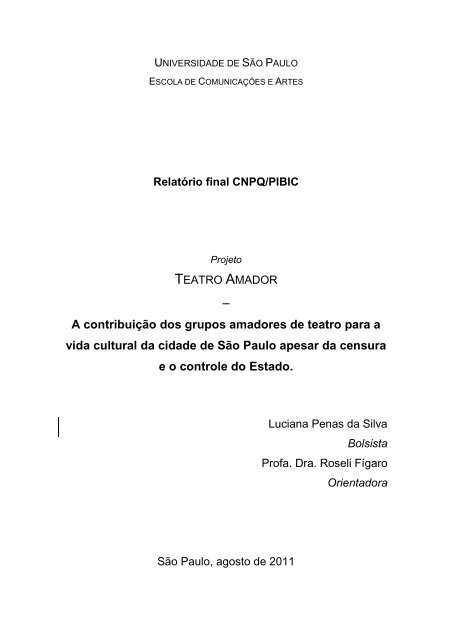 A contribuição dos grupos amadores de teatro para a ... - ECA - USP