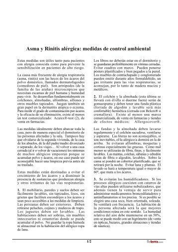 Asma y Rinitis alérgica: medidas de control ambiental - Fisterra