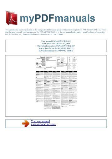 User manual PANASONIC RQ-S15 - MY PDF MANUALS