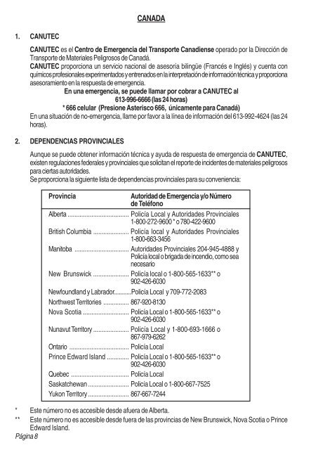 Guia de Respuesta en caso de Emergencia - 2008 - PHMSA