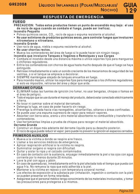 Guia de Respuesta en caso de Emergencia - 2008 - PHMSA