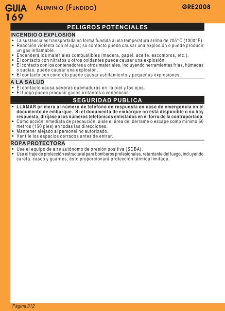 Guia de Respuesta en caso de Emergencia - 2008 - PHMSA