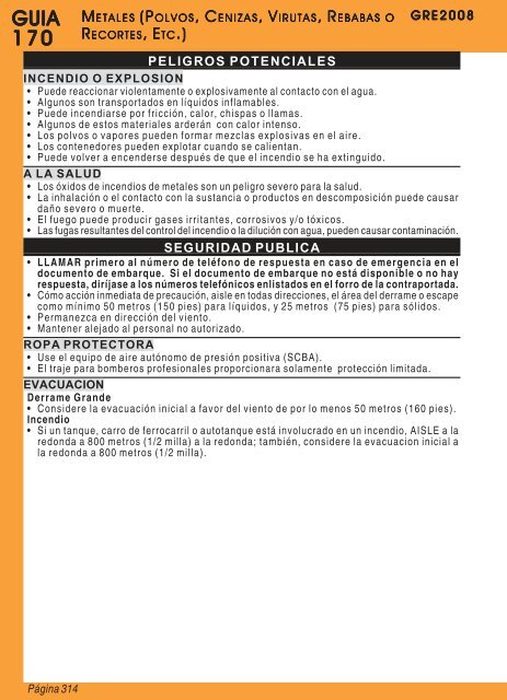 Guia de Respuesta en caso de Emergencia - 2008 - PHMSA