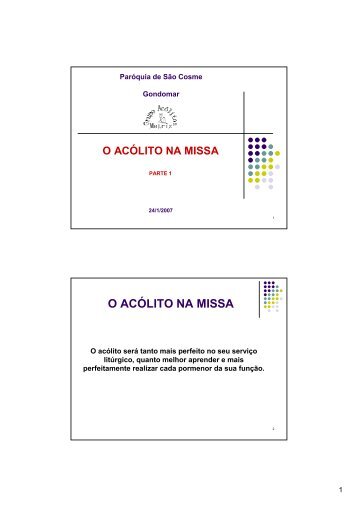 O ACÓLITO NA MISSA - Acólitos de São Cosme