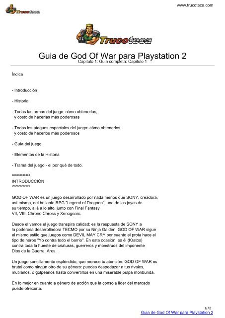 Guia de GOD OF WAR para Playstation 2 - Trucoteca.com
