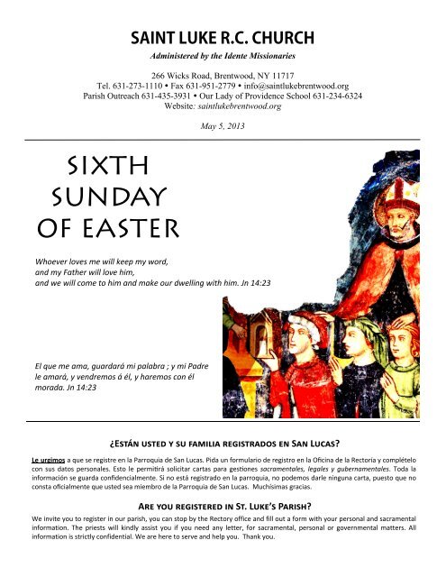 SIXTH SUNDAY OF EASTER - Saintlukebrentwood.org