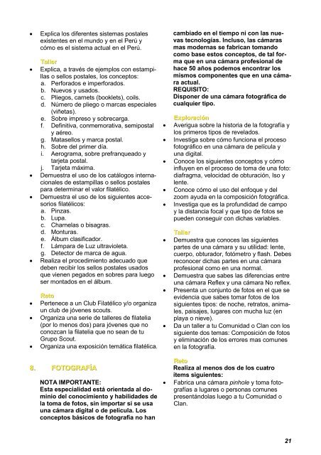 Manual de Especialidades (Caminantes y Rovers) - Scouts del Perú