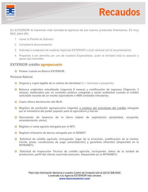 Exterior Credito Agropecuario Banco Exterior