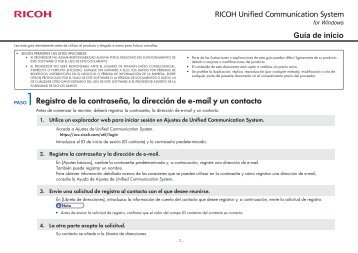 Registro de la contraseña, la dirección de e-mail y un contacto - Ricoh