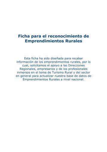 Ficha para el Reconocimiento de Emprendimientos Rurales
