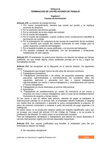 Codigo de Trabajo de Panama - Libro I Titulo VI - Legal Info Panamá