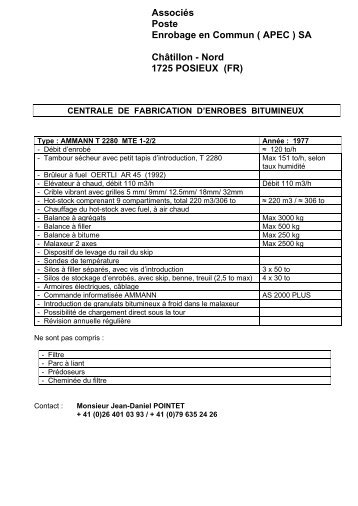 Associés Poste Enrobage en Commun ( APEC ) SA Châtillon - Nord ...