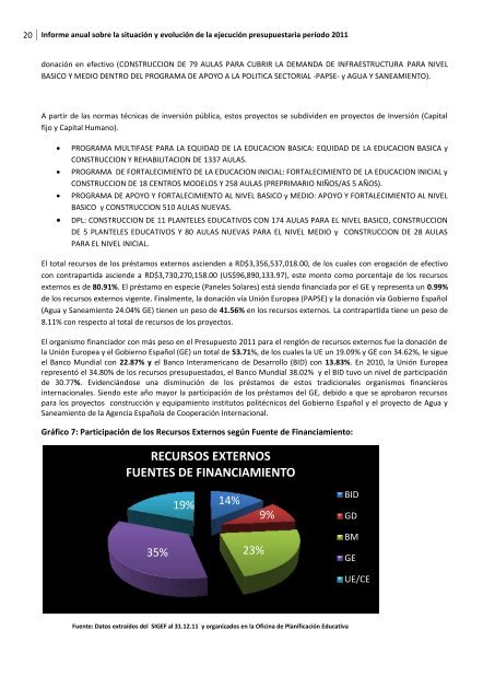 Informe de Ejecución 2011 final - Ministerio de Educación de la ...