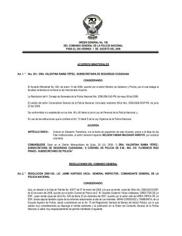ORDEN GENERAL No. 150 DEL COMANDO GENERAL DE LA ...