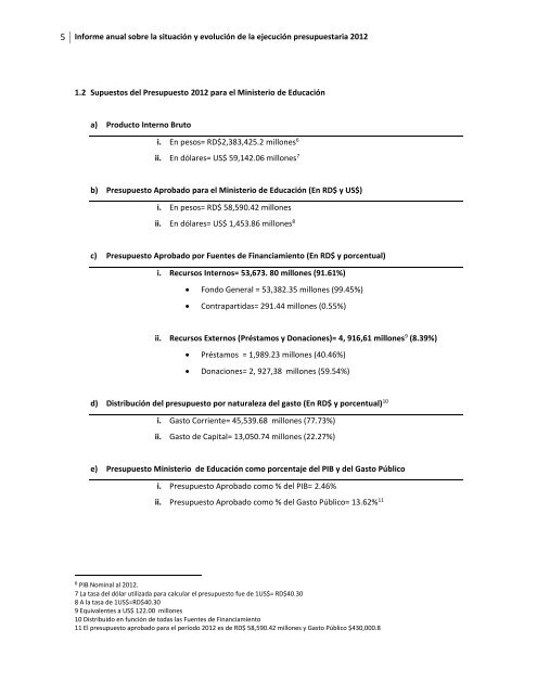 Informe anual sobre la situación y evolución de la ejecución ...