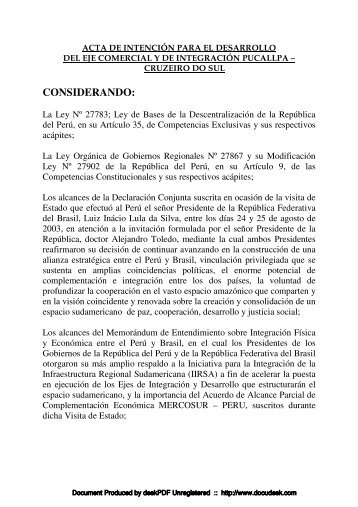 CONSIDERANDO: - Gobierno Regional de Ucayali
