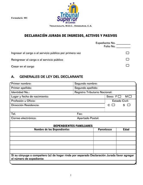 Formulario 001 Formulario 001