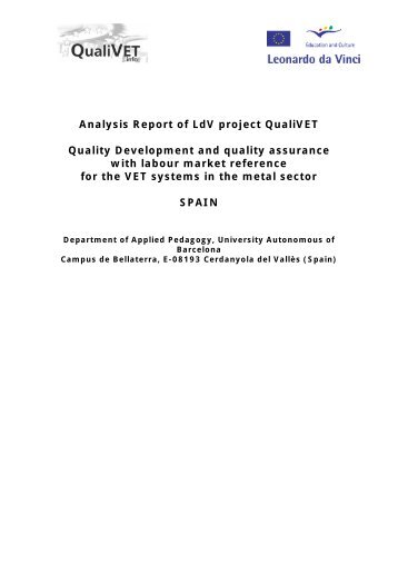 Analysis Report of LdV project QualiVET Quality ... - ADAM